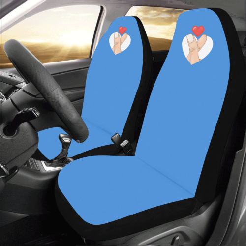 Red Heart Fingers on Blue Car Seat Covers (Set of 2)