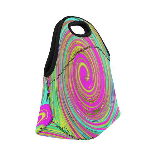 Groovy Abstract Pink Swirl Neoprene Lunch Bag/Small (Model 1669)