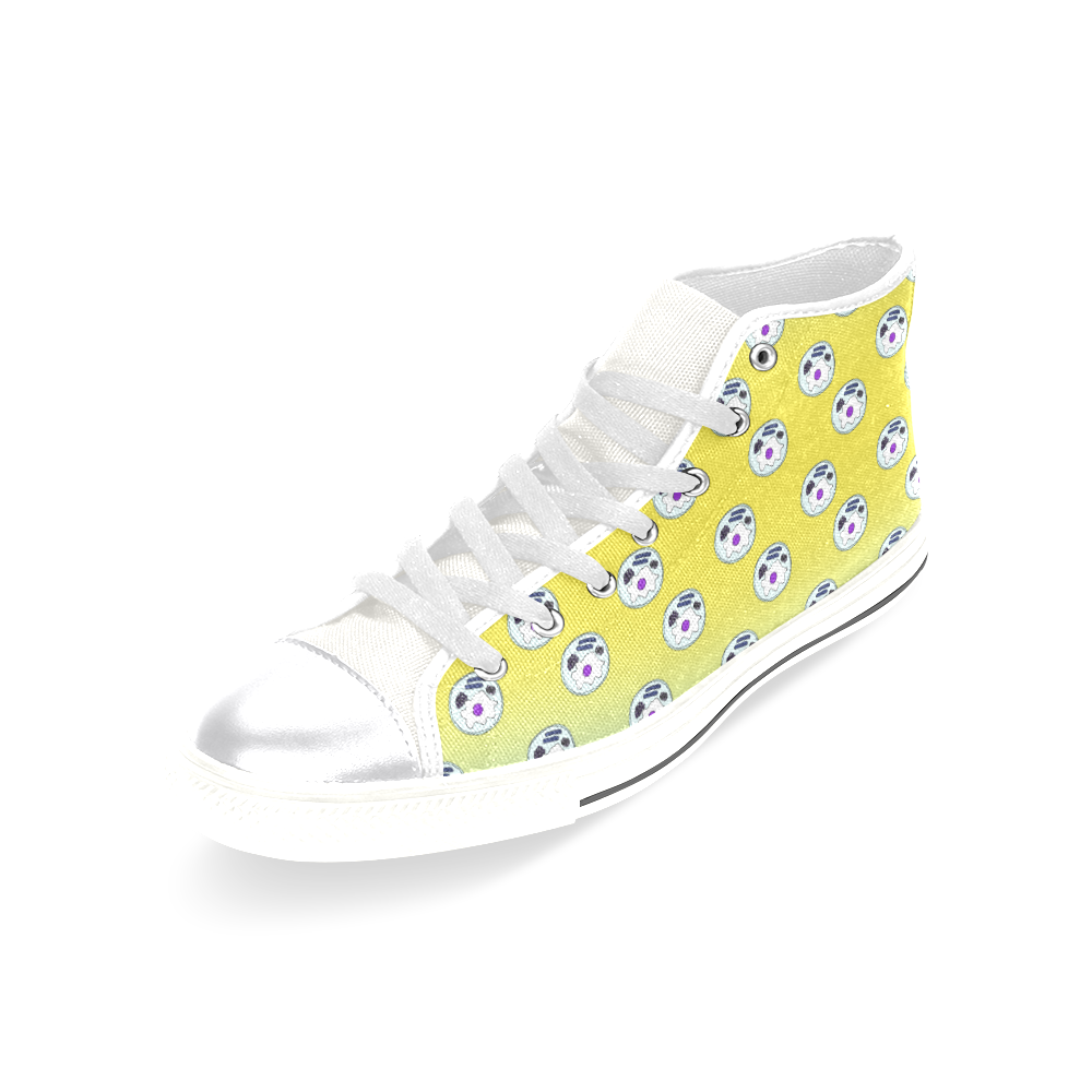 english breakfast yellow pattern mint ombre Women's Classic High Top Canvas Shoes (Model 017)