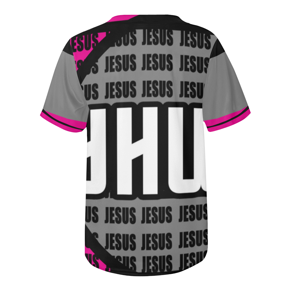 Jesus Pink All Over Print Baseball Jersey for Men (Model T50)