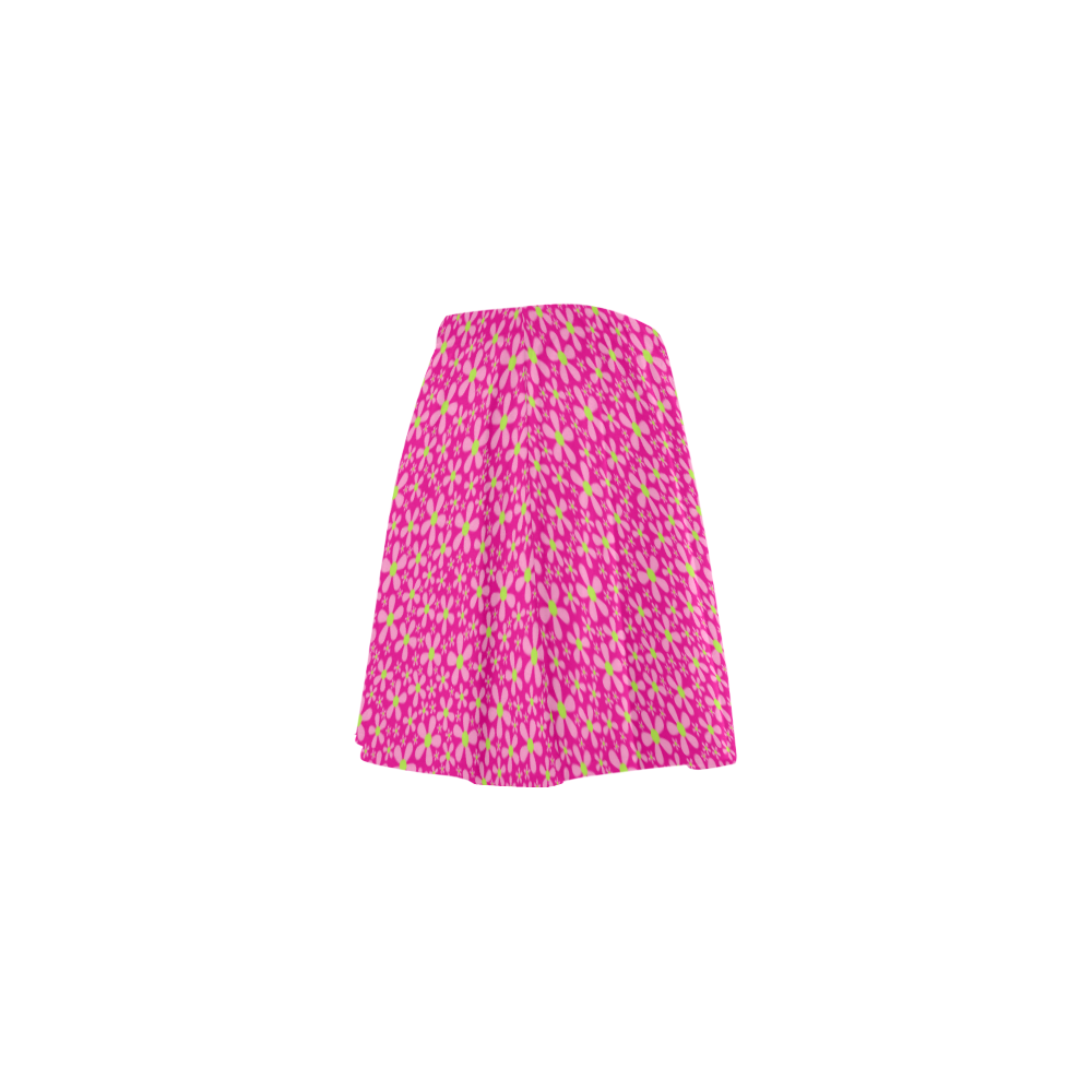 Petit fleur pattern on hot pink VAS2 Mini Skating Skirt (Model D36)