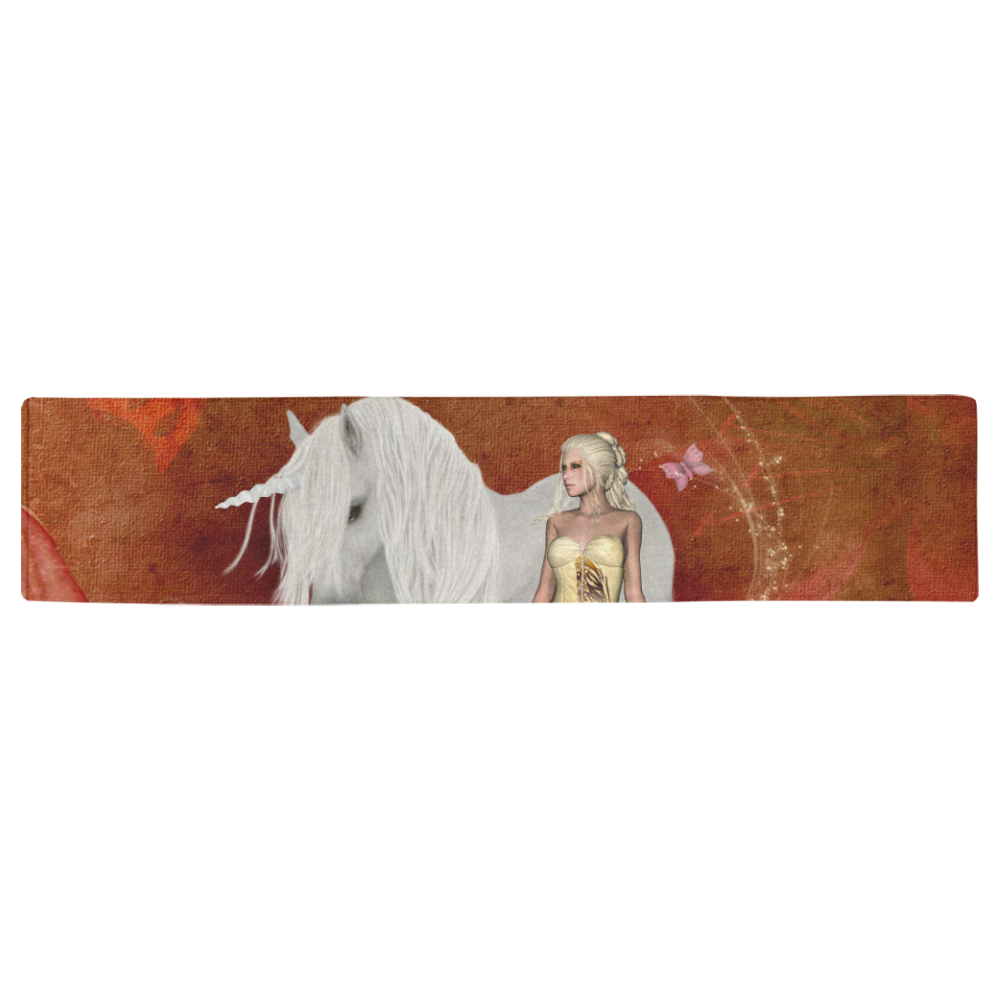 Unicorn with fairy and butterflies Table Runner 16x72 inch