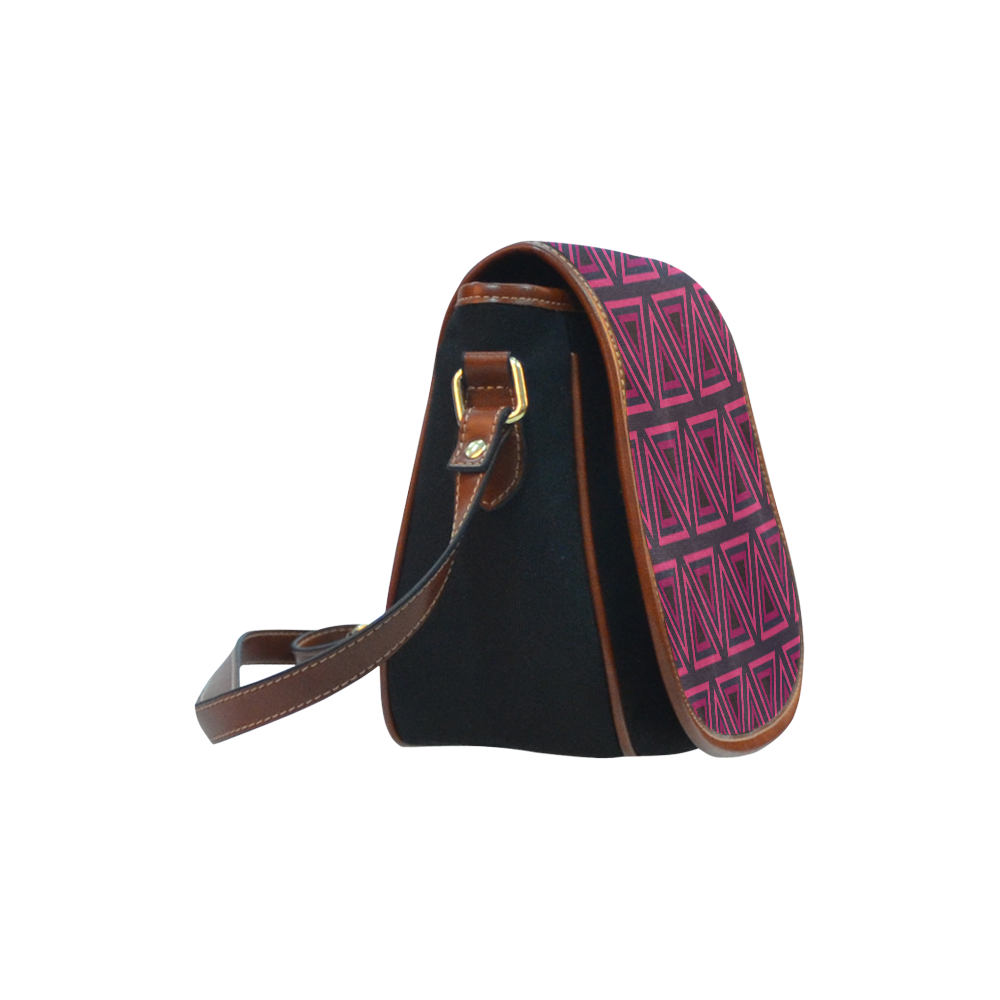 Tribal Ethnic Triangles Saddle Bag/Small (Model 1649)(Flap Customization)