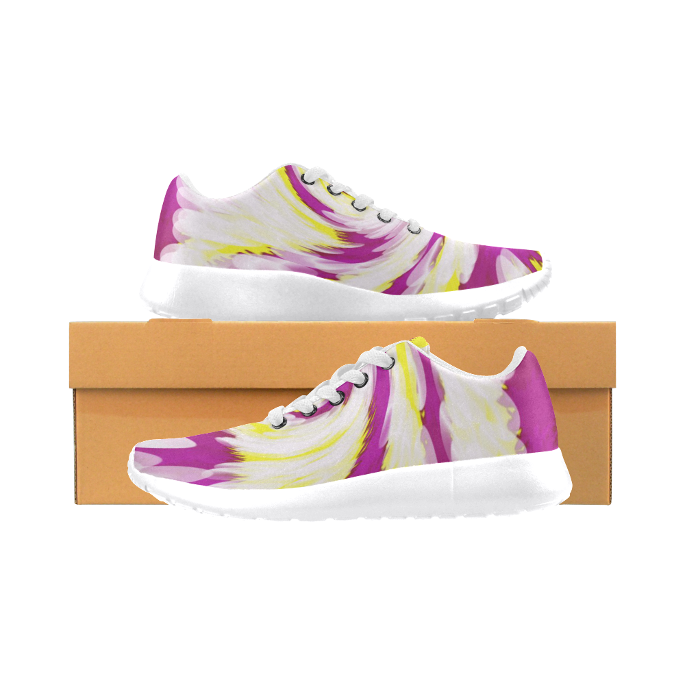 Pink Yellow Tie Dye Swirl Abstract Men’s Running Shoes (Model 020)