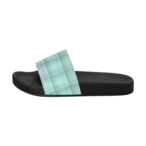 Glass Mosaic Mint Green and Violet Geometric Women's Slide Sandals (Model 057)