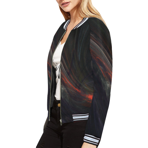 painted All Over Print Bomber Jacket for Women (Model H21)