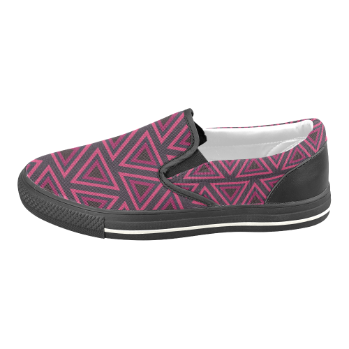 Tribal Ethnic Triangles Women's Slip-on Canvas Shoes/Large Size (Model 019)