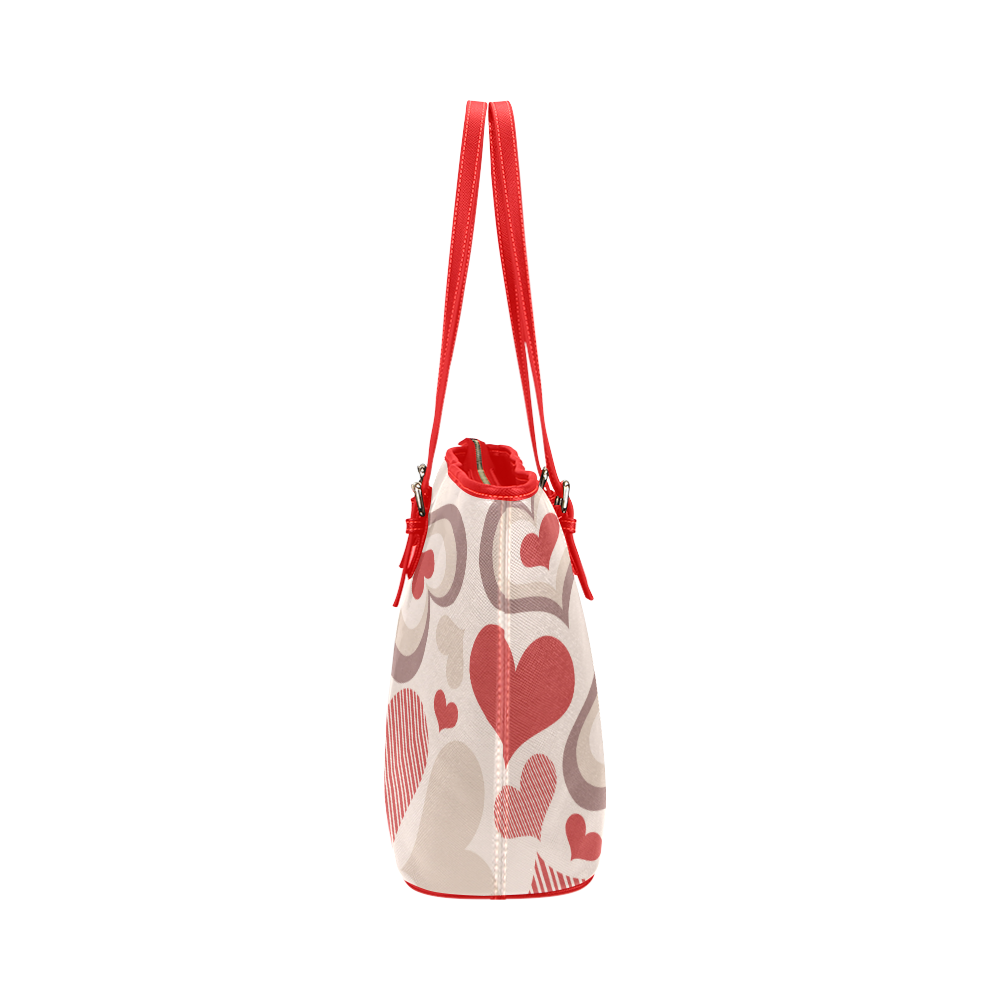 Lovely Hearts Clover Leather Tote Bag/Small (Model 1651)