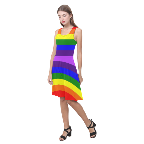 Rainbow Flag (Gay Pride - LGBTQIA+) Atalanta Casual Sundress(Model D04)