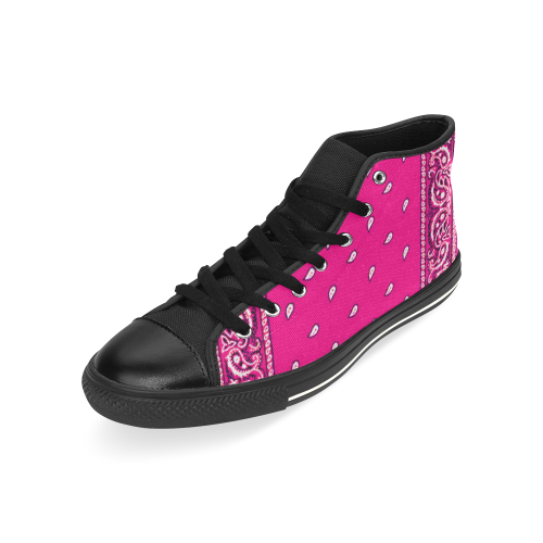 KERCHIEF PATTERN PINK High Top Canvas Shoes for Kid (Model 017)