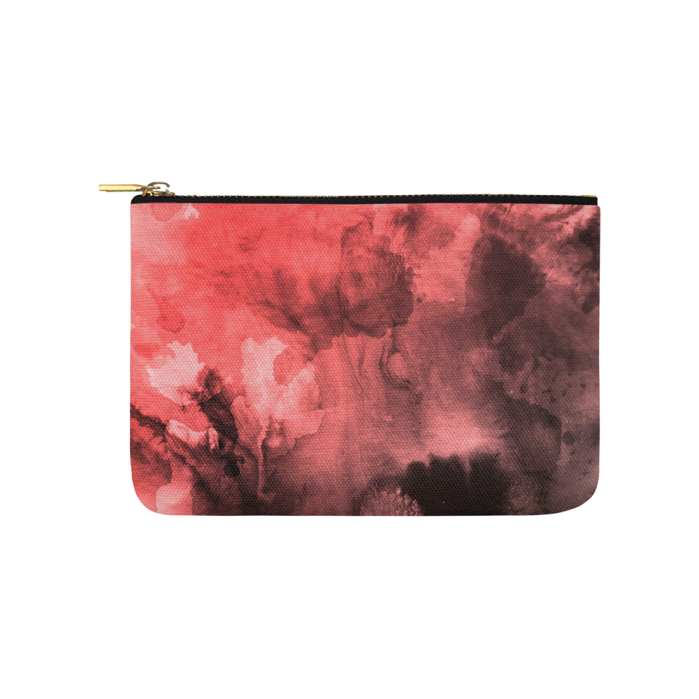 Red and Black Watercolour Carry-All Pouch 9.5''x6''