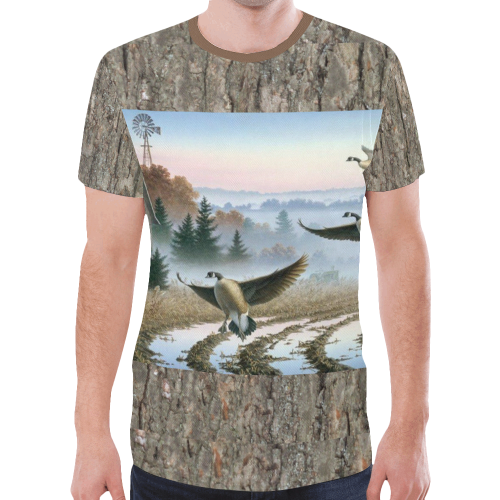 Geese In A Farm Field New All Over Print T-shirt for Men (Model T45)