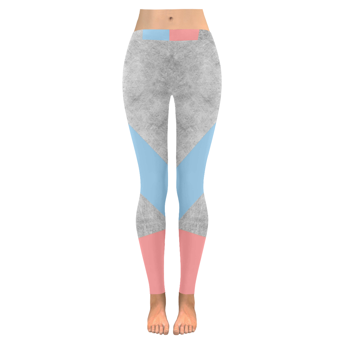 concrete3 blue pink Women's Low Rise Leggings (Invisible Stitch) (Model L05)