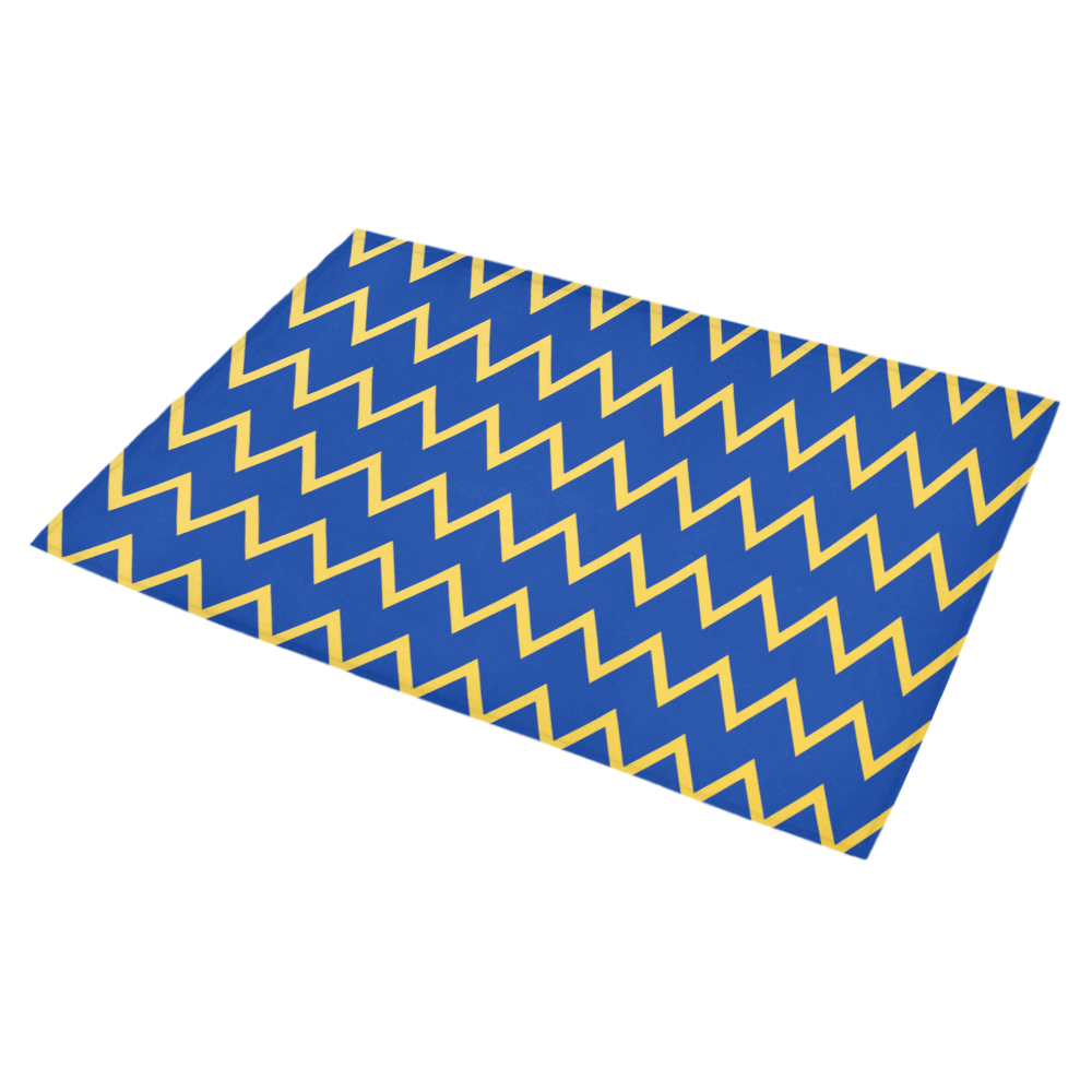 chevron Jaune/Bleu Azalea Doormat 30" x 18" (Sponge Material)