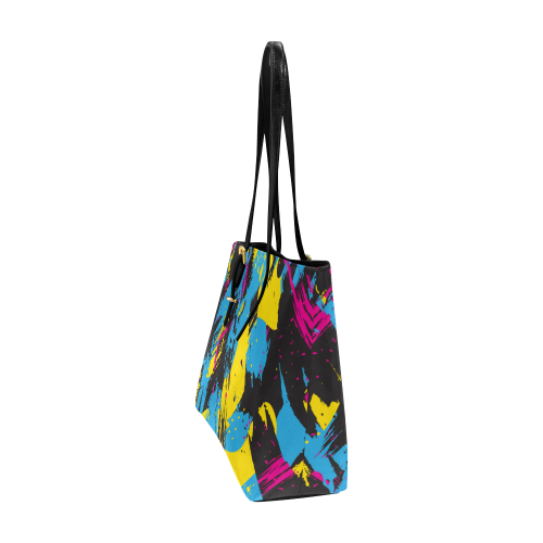 Colorful paint stokes on a black background Euramerican Tote Bag/Large (Model 1656)