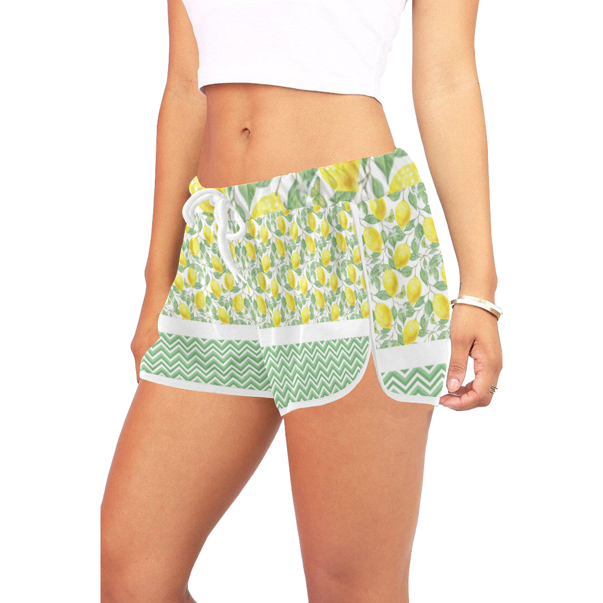 Lemons With Chevron Women's All Over Print Relaxed Shorts (Model L19)