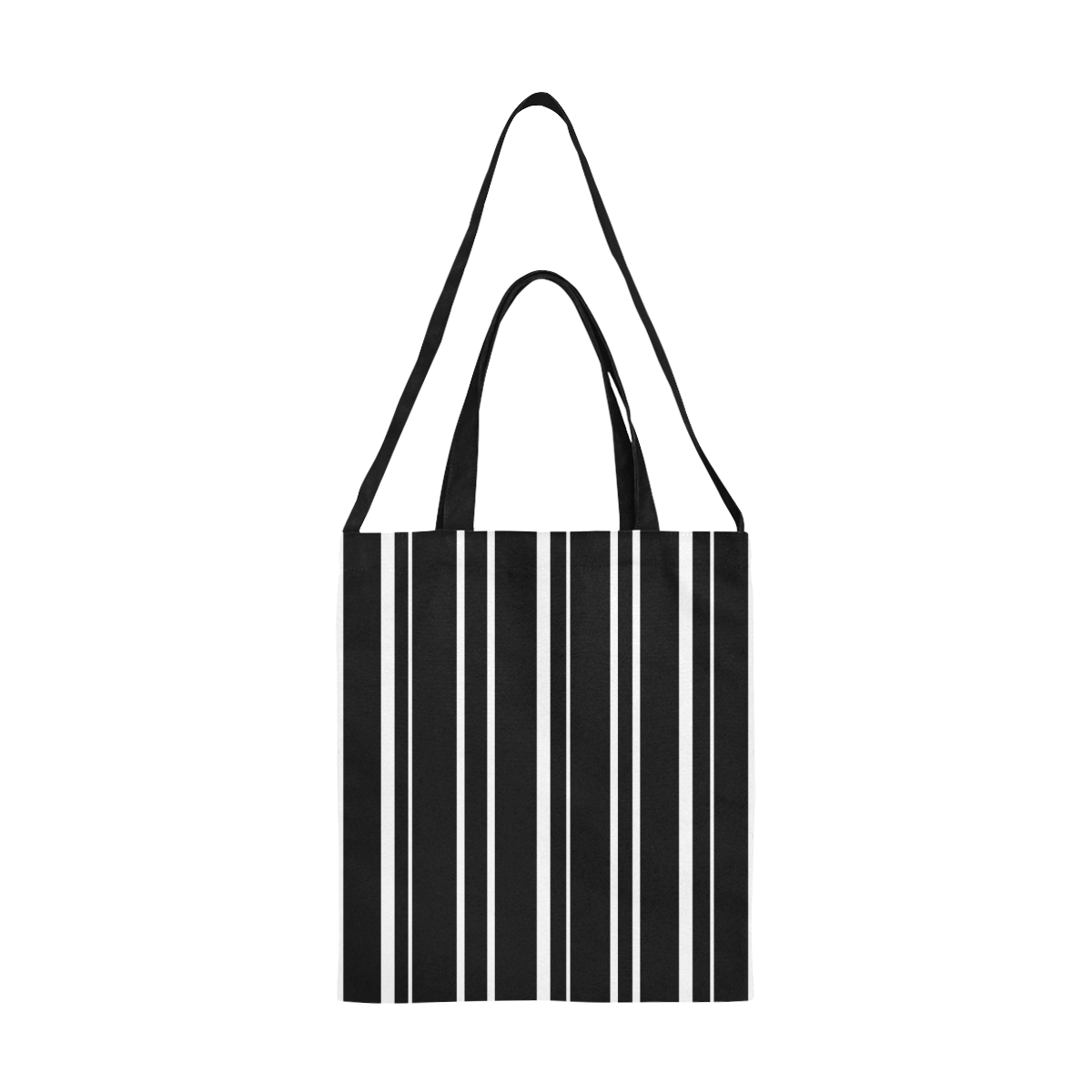 white stripes on black All Over Print Canvas Tote Bag/Medium (Model 1698)