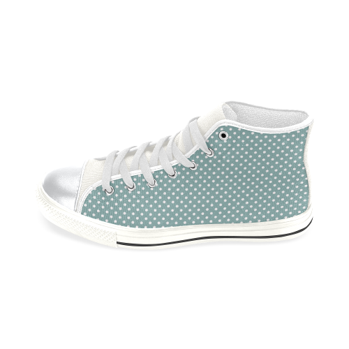 Silver blue polka dots High Top Canvas Shoes for Kid (Model 017)