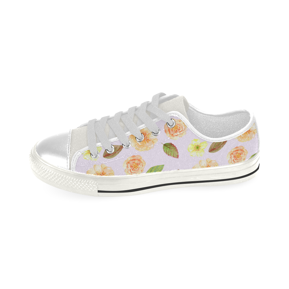 Fall Floral Pattern Low Top Canvas Shoes for Kid (Model 018)