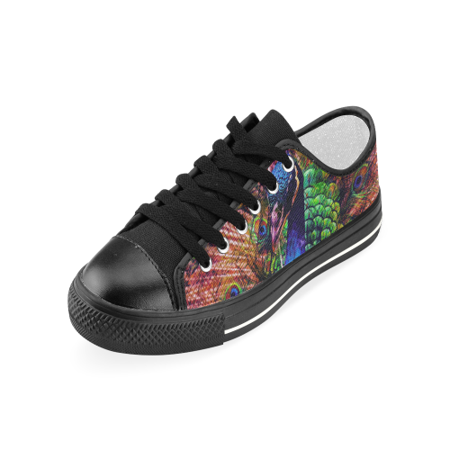 Impressionist Peacock Women's Classic Canvas Shoes (Model 018)