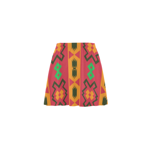Tribal shapes in retro colors (2) Mini Skating Skirt (Model D36)