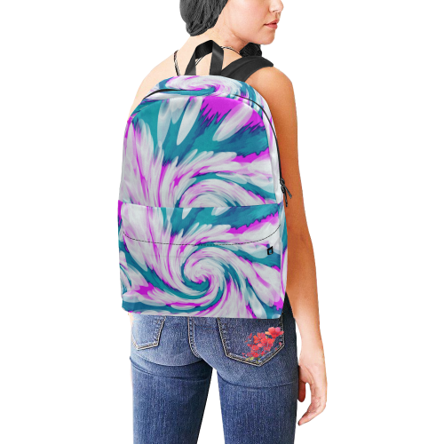 Turquoise Pink Tie Dye Swirl Abstract Unisex Classic Backpack (Model 1673)