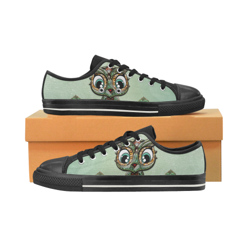 Cute little owl, diamonds Canvas Women's Shoes/Large Size (Model 018)