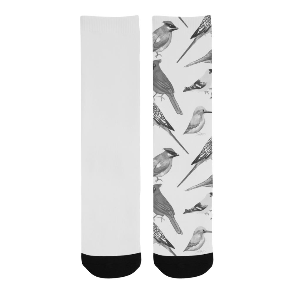 Black and white birds Men's Custom Socks