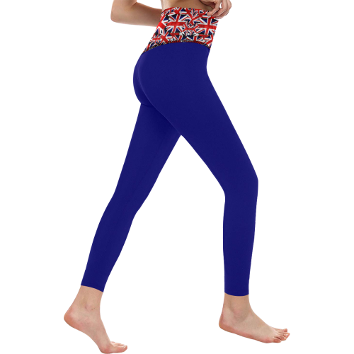 Union Jack British UK Flag Blue Women's All Over Print High-Waisted Leggings (Model L36)