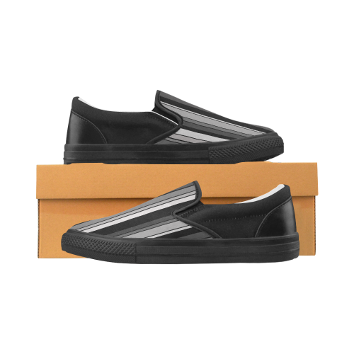 from black to grey Men's Unusual Slip-on Canvas Shoes (Model 019)