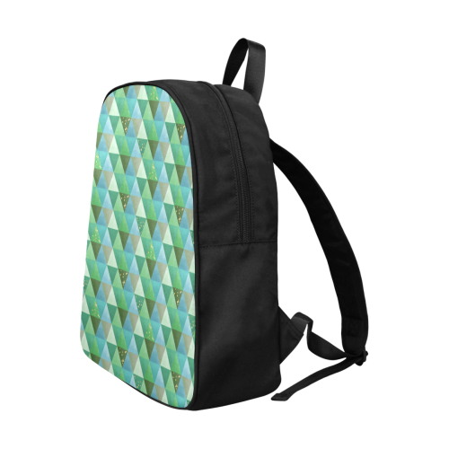 Triangle Pattern - Green Teal Khaki Moss Fabric School Backpack (Model 1682) (Large)