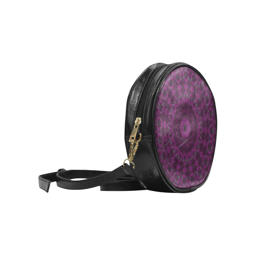 Purple mandala pattern Round Sling Bag (Model 1647)