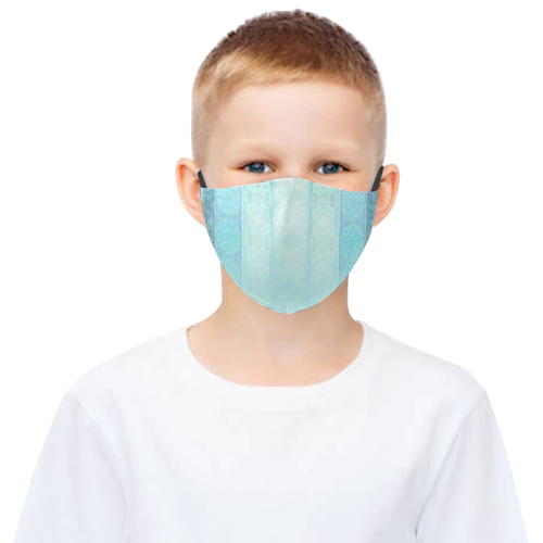 teal design 3D Mouth Mask with Drawstring (Pack of 10) (Model M04)