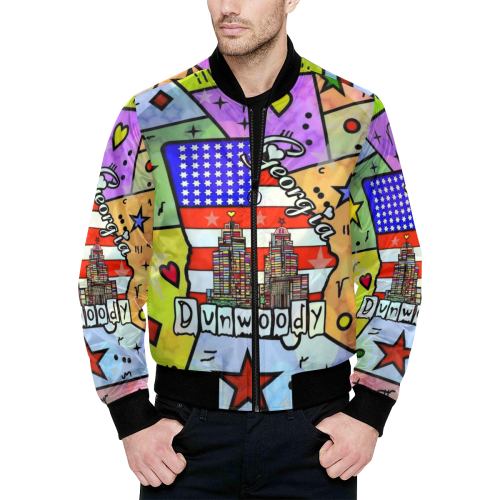 Dunwoody by Nico Bielow All Over Print Quilted Bomber Jacket for Men (Model H33)