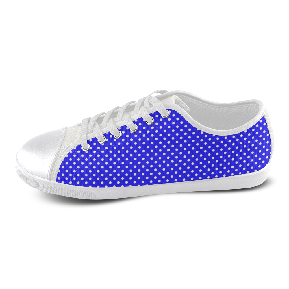 Blue polka dots Canvas Shoes for Women/Large Size (Model 016)
