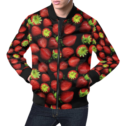Strawberry by Artdream All Over Print Bomber Jacket for Men (Model H19)