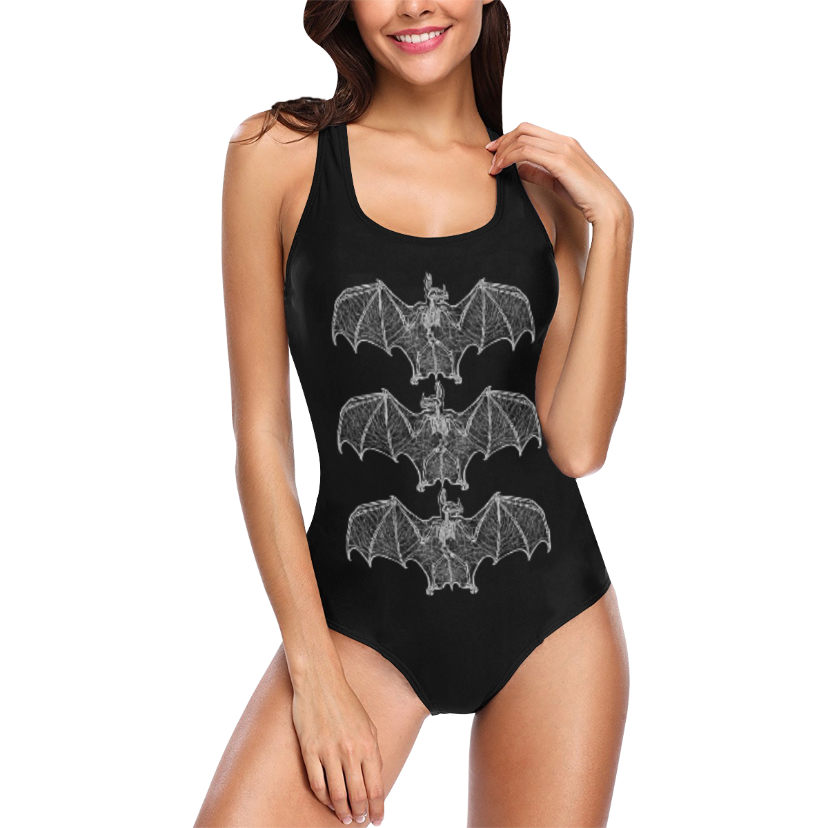 batbones2trio Vest One Piece Swimsuit (Model S04)