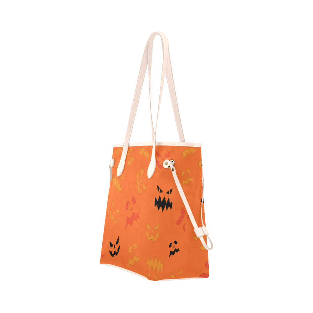 Pumpkin Faces HALLOWEEN ORANGE Clover Canvas Tote Bag (Model 1661)