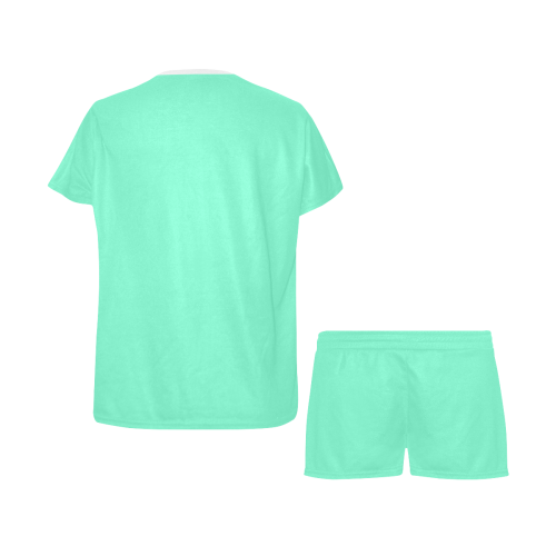 color aquamarine Women's Short Pajama Set