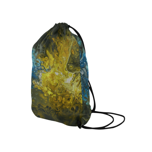 Fantasy Swirl Yellow Blue. Medium Drawstring Bag Model 1604 (Twin Sides) 13.8"(W) * 18.1"(H)