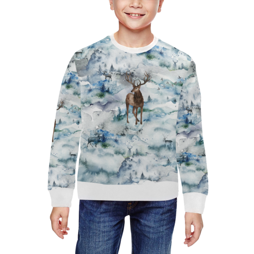 Oh My Deer All Over Print Crewneck Sweatshirt for Kids (Model H29)
