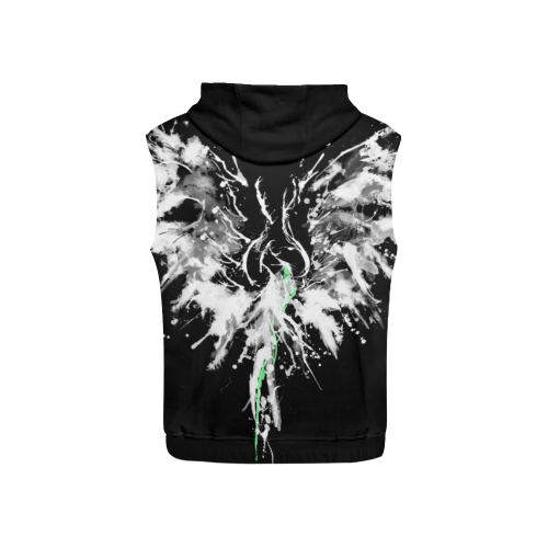 Phoenix - Abstract Painting Bird White 1 All Over Print Sleeveless Hoodie for Kid (Model H15)