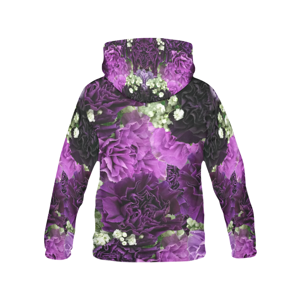 Little Purple Carnations All Over Print Hoodie for Women (USA Size) (Model H13)