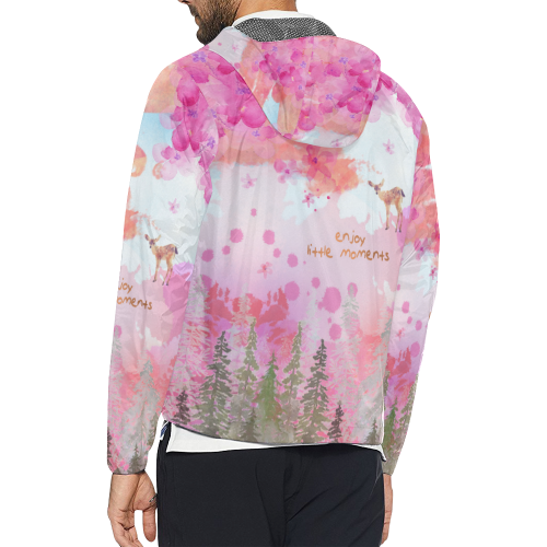 Little Deer in the Magic Pink Forest Unisex All Over Print Windbreaker (Model H23)