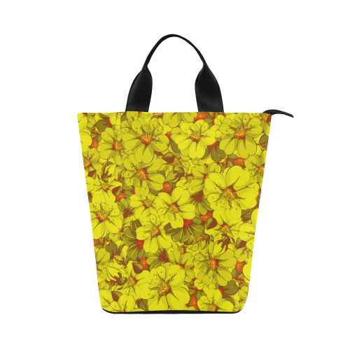 Yellow flower pattern Nylon Lunch Tote Bag (Model 1670)