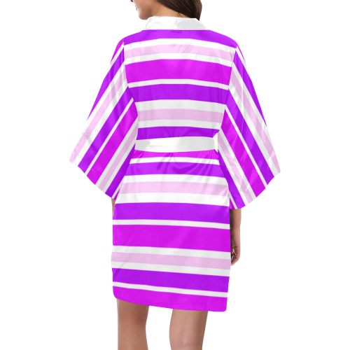 Summer Purples Stripes Kimono Robe