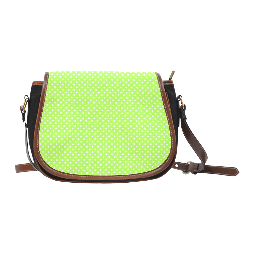 Mint green polka dots Saddle Bag/Small (Model 1649)(Flap Customization)