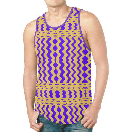 Purple Yellow Modern  Waves Lines New All Over Print Tank Top for Men (Model T46)