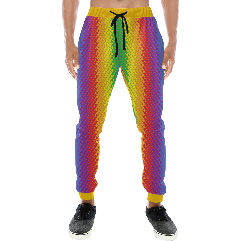 Rainbow Pattern by K.Merske Men's All Over Print Sweatpants/Large Size (Model L11)