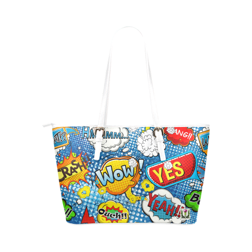 Fairlings Delight's Pop Art Collection- Comic Bubbles 53086o4 Leather Tote Bag/Small (Model 1651)